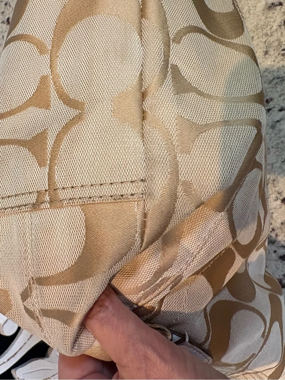 Coach Daisy F16554 Tan & White Signature Canvas Tote